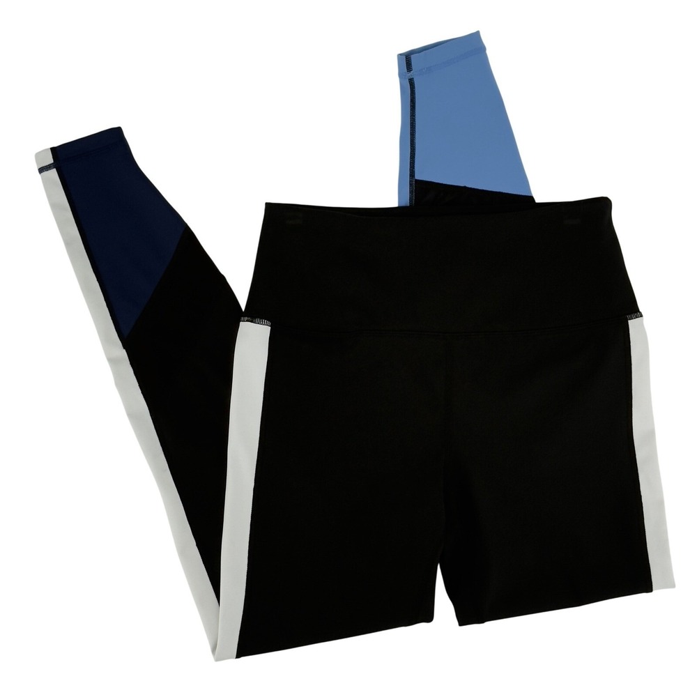 ALALA Black Blue Colorblock Mesh‎ Leggings Compression Athletic Yoga Size S